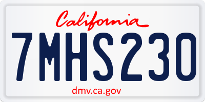 CA license plate 7MHS230