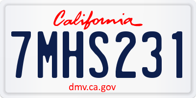 CA license plate 7MHS231
