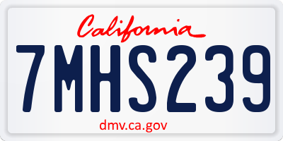 CA license plate 7MHS239