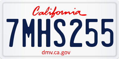 CA license plate 7MHS255