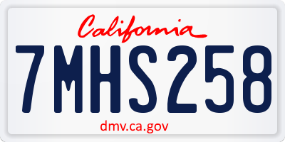CA license plate 7MHS258