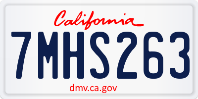 CA license plate 7MHS263