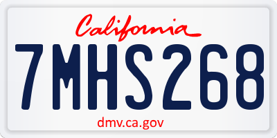 CA license plate 7MHS268