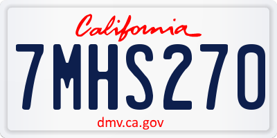 CA license plate 7MHS270