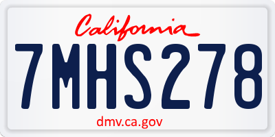 CA license plate 7MHS278