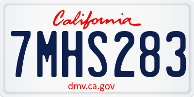 CA license plate 7MHS283