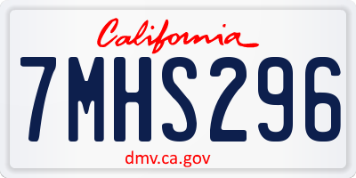 CA license plate 7MHS296