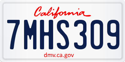 CA license plate 7MHS309