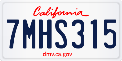 CA license plate 7MHS315