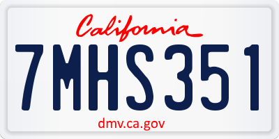 CA license plate 7MHS351