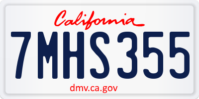 CA license plate 7MHS355
