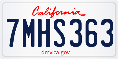 CA license plate 7MHS363