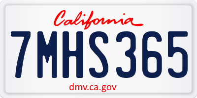 CA license plate 7MHS365