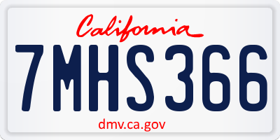 CA license plate 7MHS366