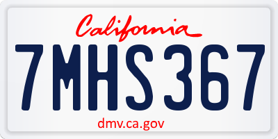 CA license plate 7MHS367