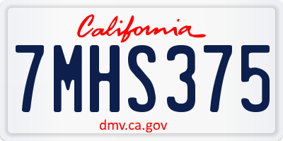 CA license plate 7MHS375