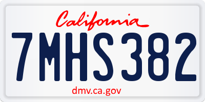CA license plate 7MHS382