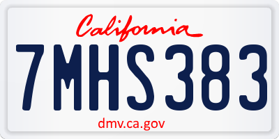 CA license plate 7MHS383