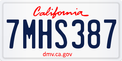 CA license plate 7MHS387