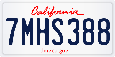 CA license plate 7MHS388