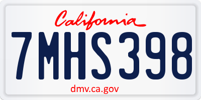 CA license plate 7MHS398