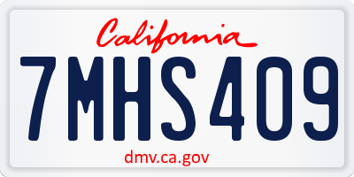 CA license plate 7MHS409