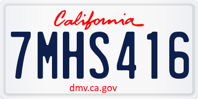 CA license plate 7MHS416