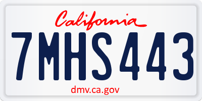 CA license plate 7MHS443