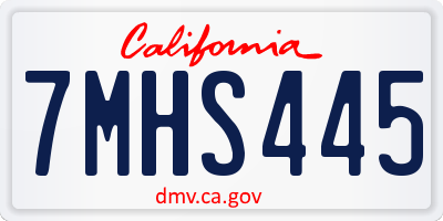 CA license plate 7MHS445