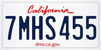 CA license plate 7MHS455