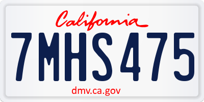 CA license plate 7MHS475