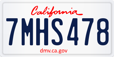 CA license plate 7MHS478