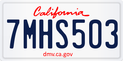 CA license plate 7MHS503