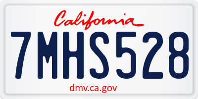 CA license plate 7MHS528
