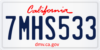 CA license plate 7MHS533