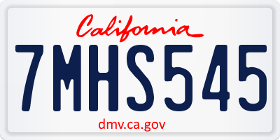 CA license plate 7MHS545