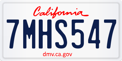 CA license plate 7MHS547