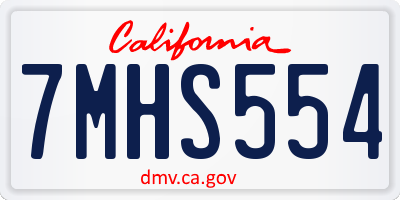 CA license plate 7MHS554