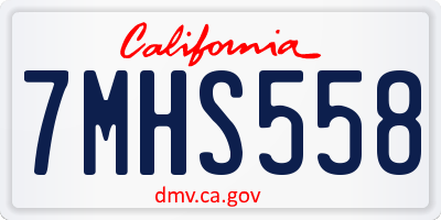 CA license plate 7MHS558