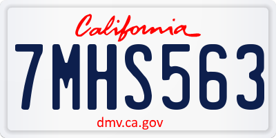 CA license plate 7MHS563