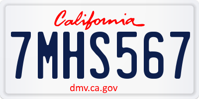 CA license plate 7MHS567