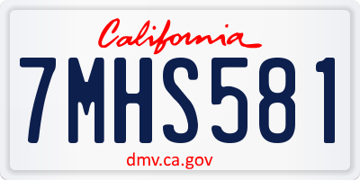 CA license plate 7MHS581