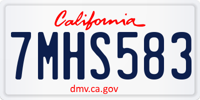 CA license plate 7MHS583