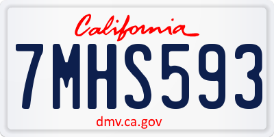 CA license plate 7MHS593