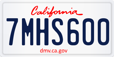 CA license plate 7MHS600