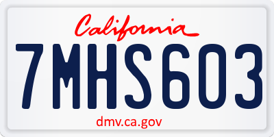 CA license plate 7MHS603