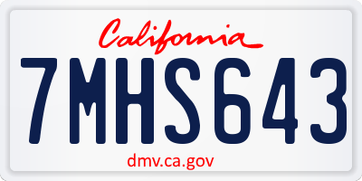 CA license plate 7MHS643