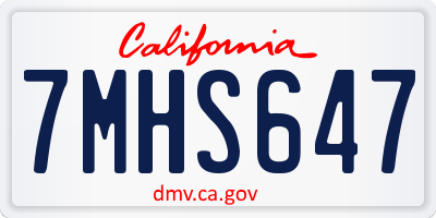 CA license plate 7MHS647