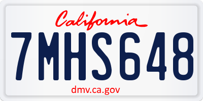 CA license plate 7MHS648
