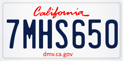 CA license plate 7MHS650